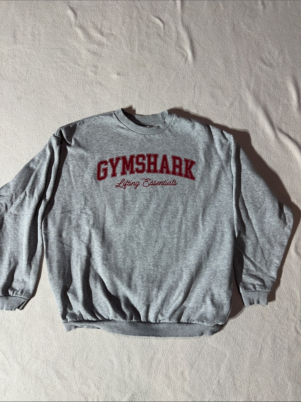 Gymshark Gray Crewneck Sweatshirt with Red Logo
